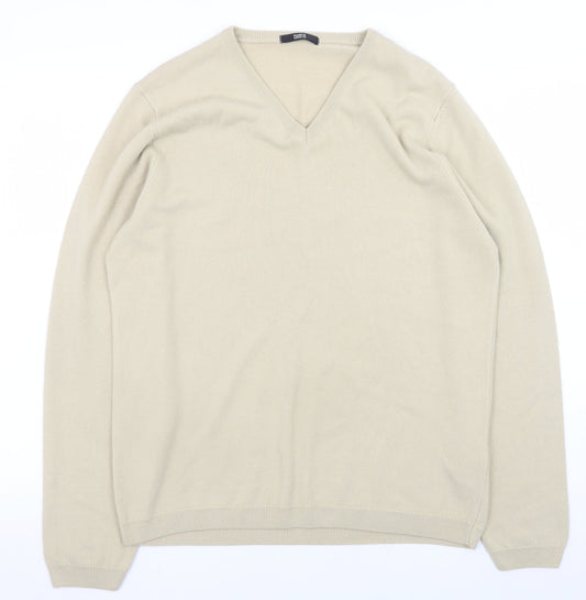 Mens UK Size M Marks and Spencer Beige Pullover Jumper