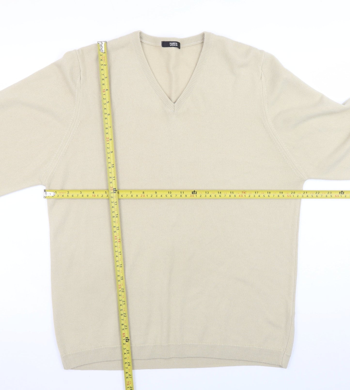 Mens UK Size M Marks and Spencer Beige Pullover Jumper