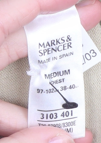 Mens UK Size M Marks and Spencer Beige Pullover Jumper