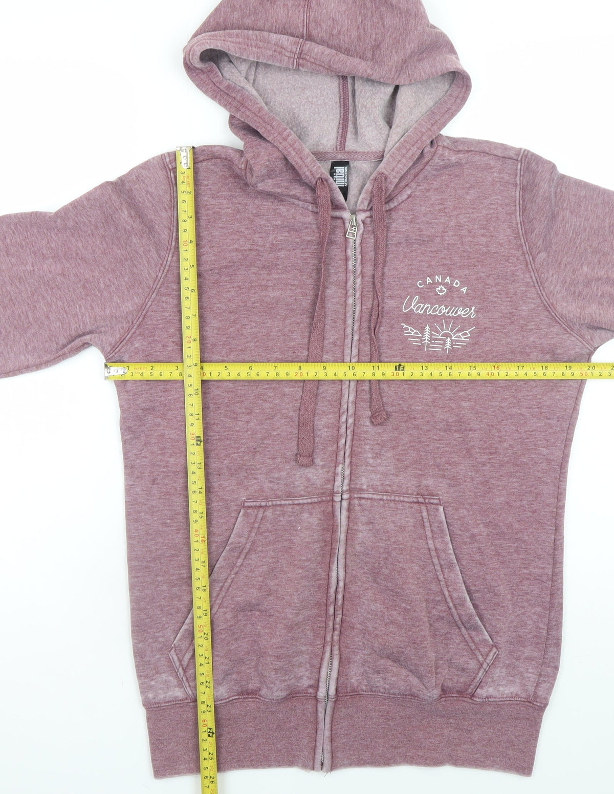 Unisex Adults UK Size S initial attraction Purple Full Zip Hoodie