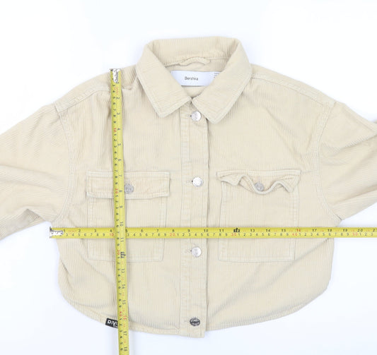 Bershka Womens Beige Corduroy Cropped Jacket XS