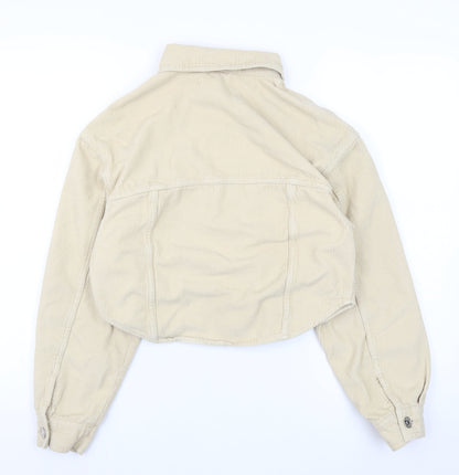 Bershka Womens Beige Corduroy Cropped Jacket XS