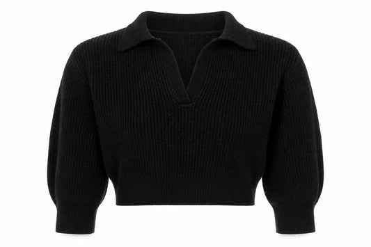 Cotton On Women's Black Collared Henley Knit Jumper Size S