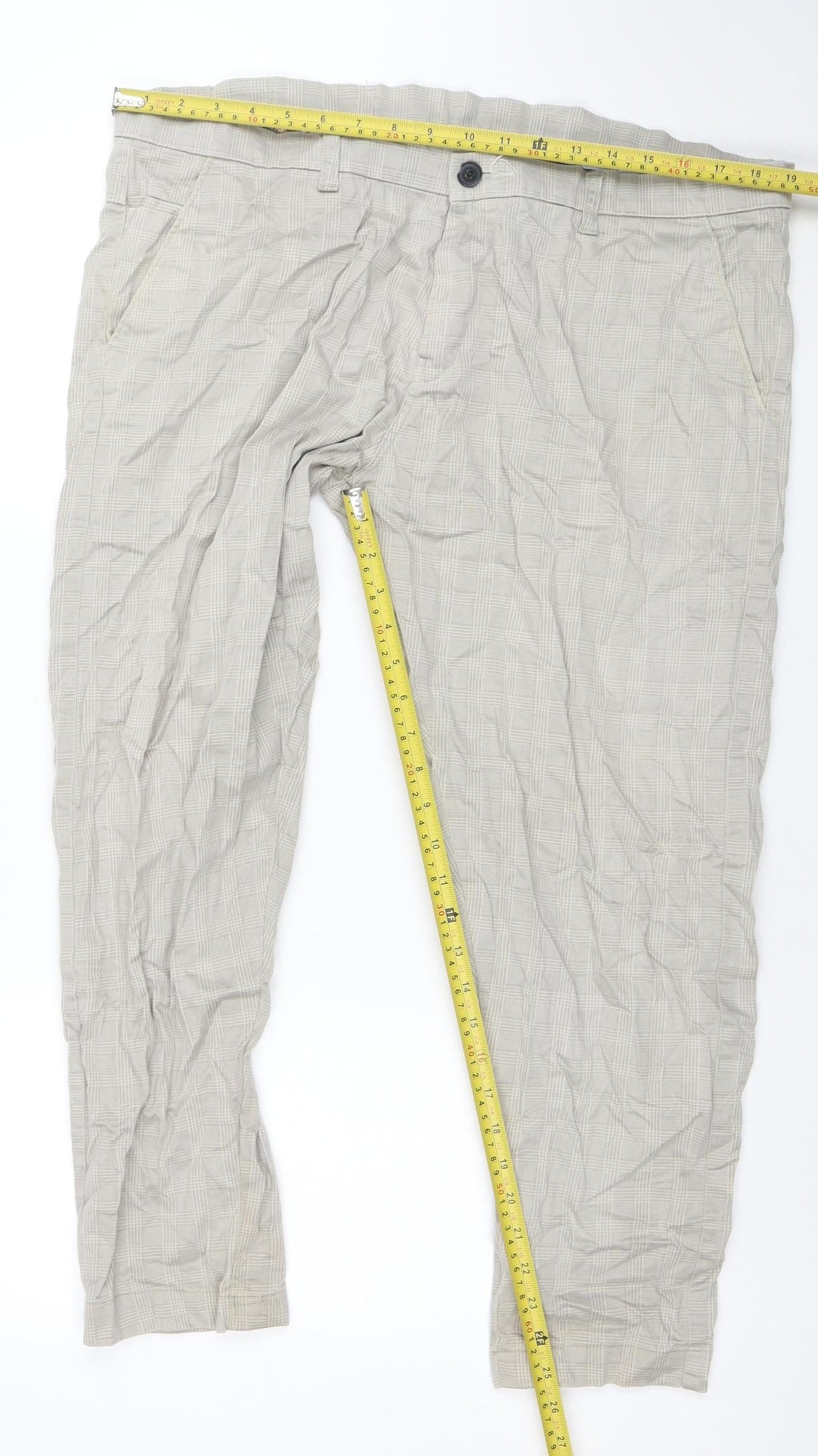 Mens UK Size 38 Saffron Premium Regular Fit Chino Beige Trousers