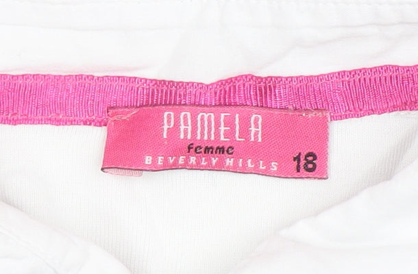 Womens UK Size 18 Pamela Femme Beverly Hills White Basic Polo