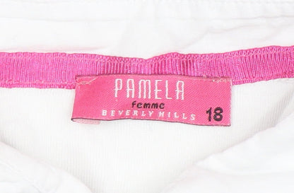 Womens UK Size 18 Pamela Femme Beverly Hills White Basic Polo