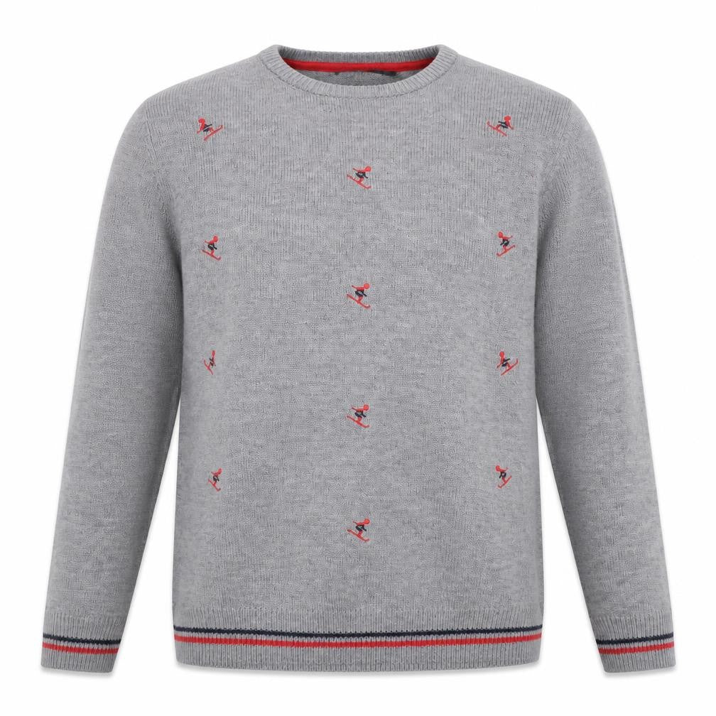 Cedarwood State Men’s Grey Embroidered Ski Jumper XL Crew Neck
