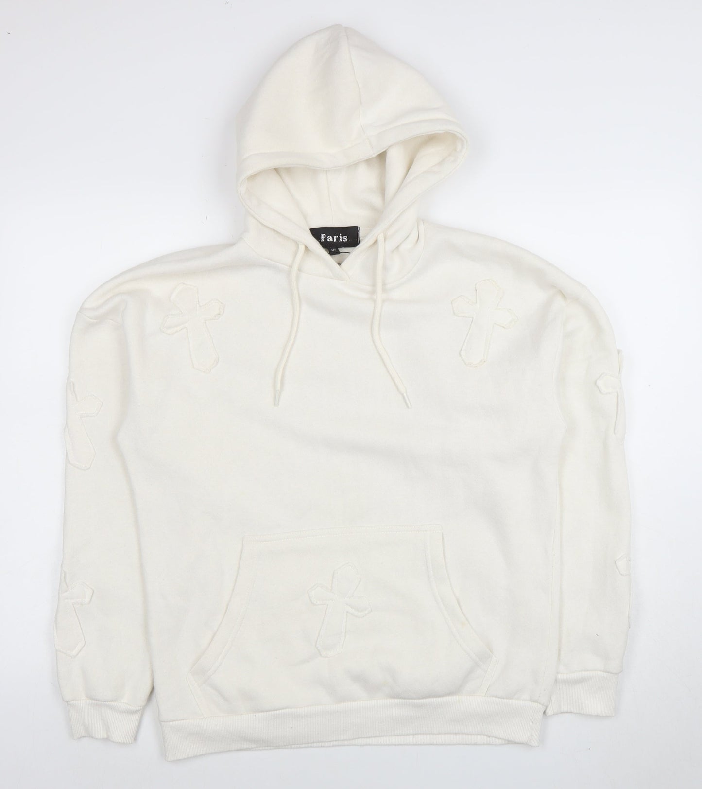 Womens UK Size S Paris Ivory Pullover Hoodie