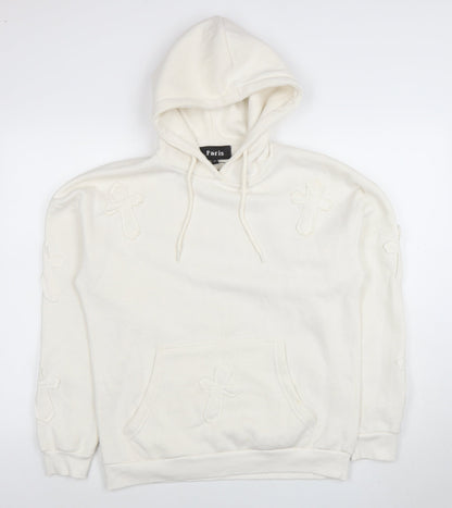 Womens UK Size S Paris Ivory Pullover Hoodie