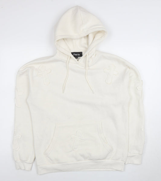 Womens UK Size S Paris Ivory Pullover Hoodie