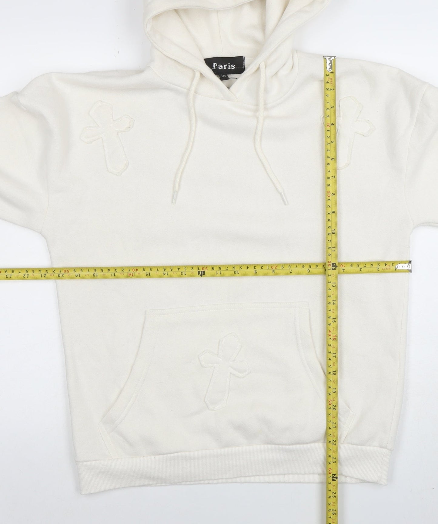 Womens UK Size S Paris Ivory Pullover Hoodie