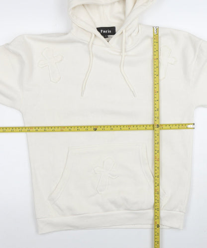 Womens UK Size S Paris Ivory Pullover Hoodie