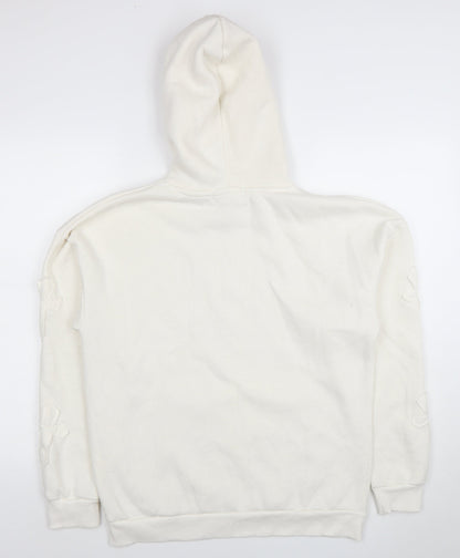 Womens UK Size S Paris Ivory Pullover Hoodie