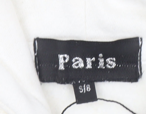 Womens UK Size S Paris Ivory Pullover Hoodie