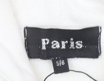 Womens UK Size S Paris Ivory Pullover Hoodie
