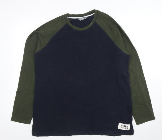 Nutmeg Men’s Blue & Green Long Sleeve Crew Neck Pullover Sweatshirt Size L