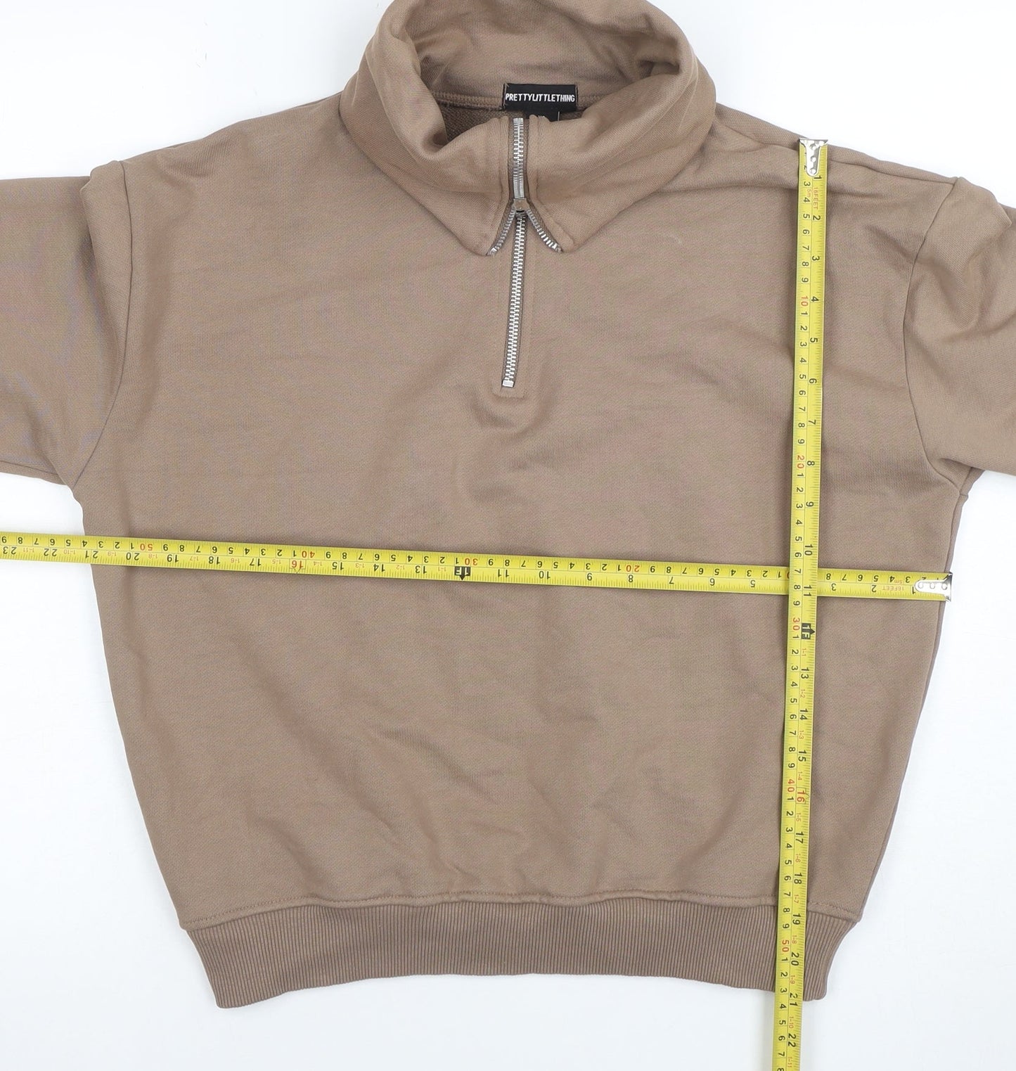 Womens UK Size XS PRETTYLITTLETHING Beige Pullover Sweatshirt