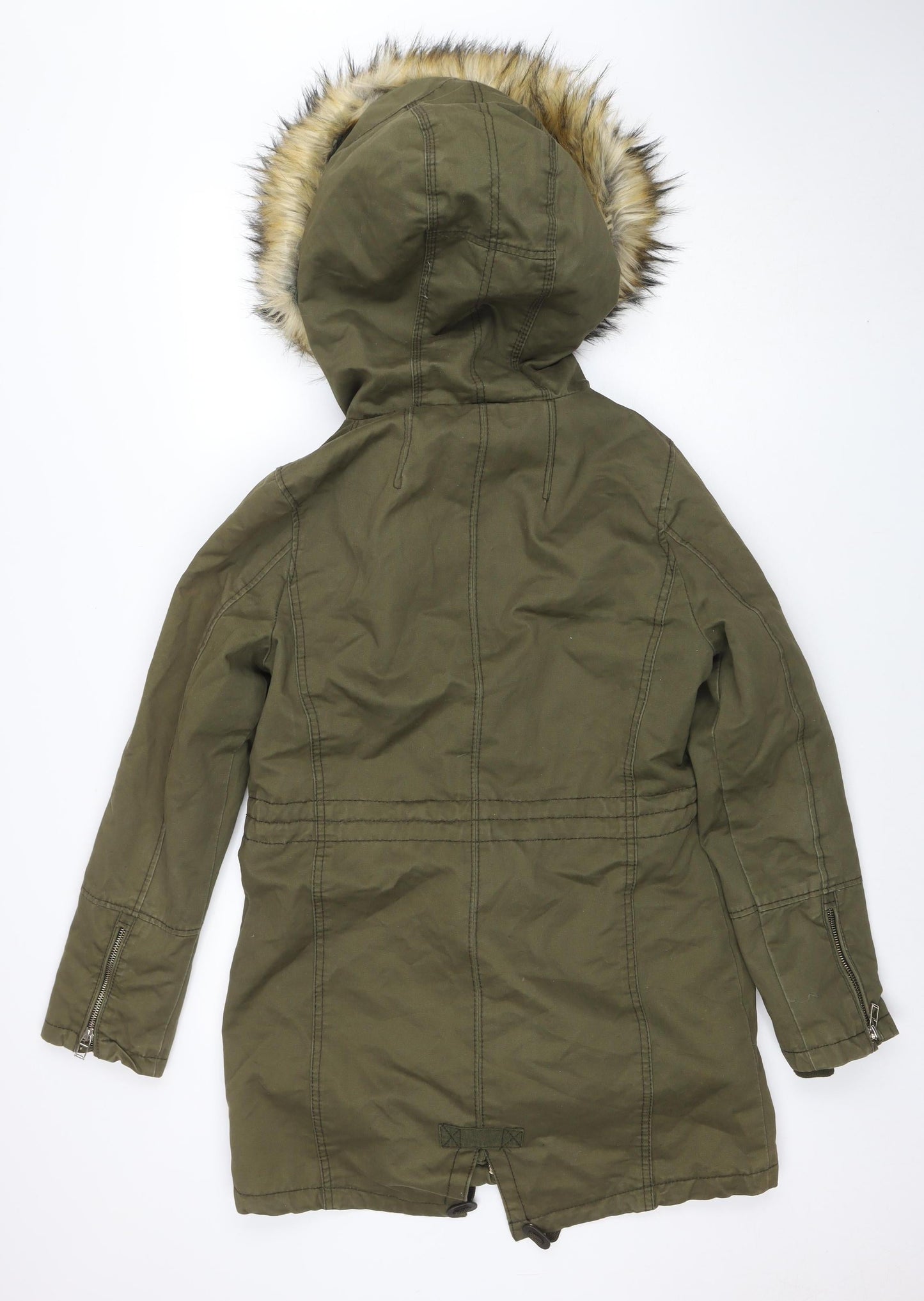 Womens UK Size 10 Bershka Green Parka Coat