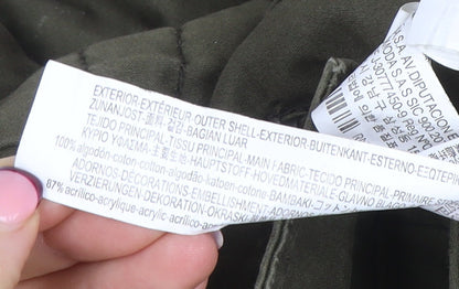 Womens UK Size 10 Bershka Green Parka Coat