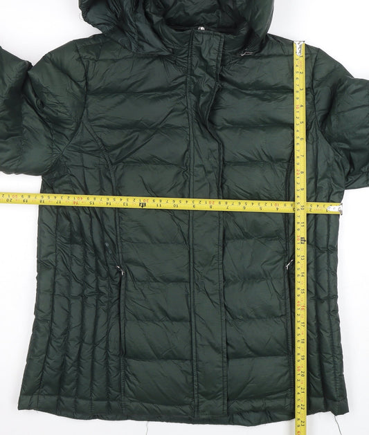 32 Degrees Heat Women's Green Puffer Jacket M Hooded Down-Filled Lightweight