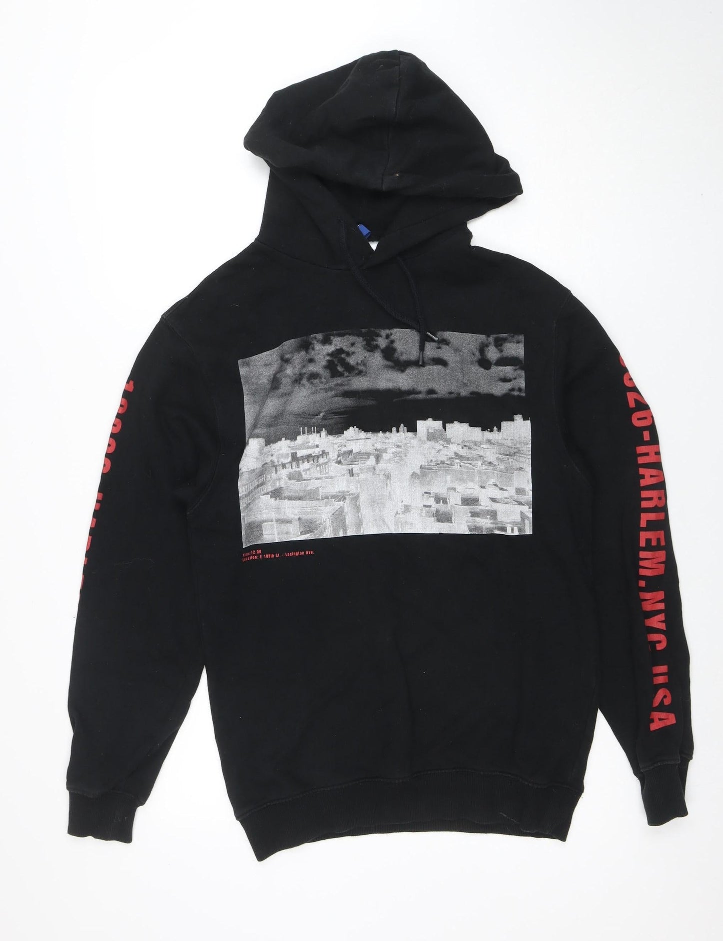 Mens UK Size XS H&M Divided Black Pullover Hoodie