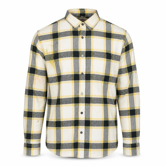 Hollister Men's Yellow & Grey Check Button-Up Cotton Shirt Size S