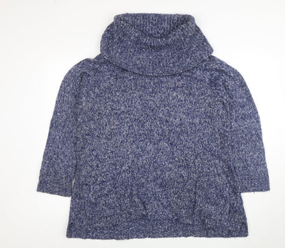 Marks and Spencer Women’s Blue Chunky Roll Neck Wool Jumper Size 18