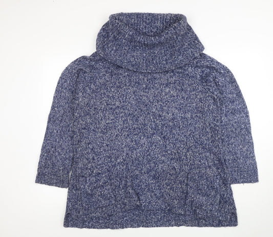 Marks and Spencer Women’s Blue Chunky Roll Neck Wool Jumper Size 18