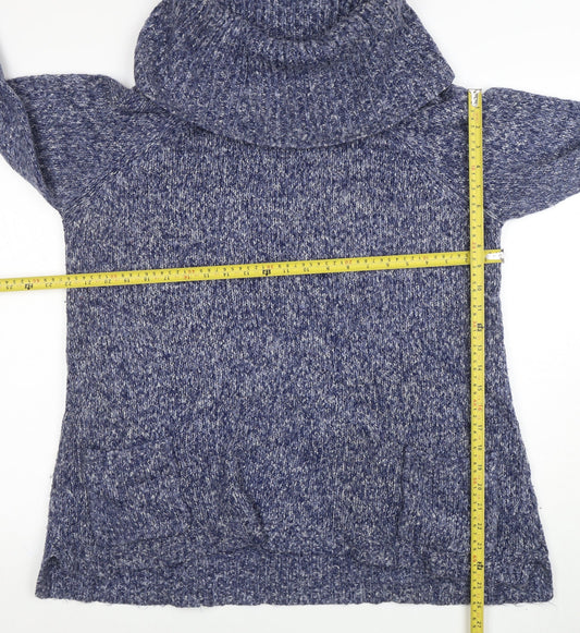 Marks and Spencer Women’s Blue Chunky Roll Neck Wool Jumper Size 18