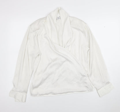 Womens UK Size 14 Gold by Michael H White Wrap Blouse