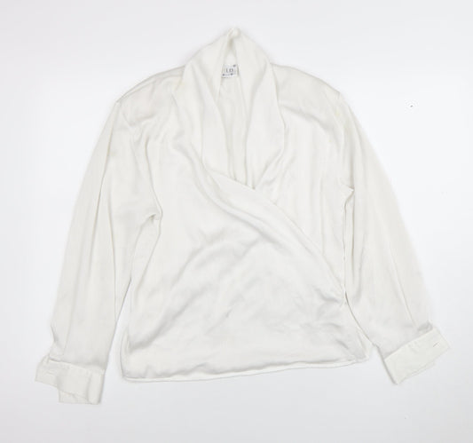 Womens UK Size 14 Gold by Michael H White Wrap Blouse