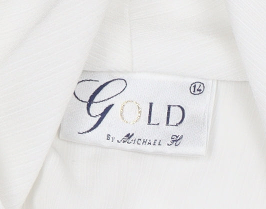 Womens UK Size 14 Gold by Michael H White Wrap Blouse