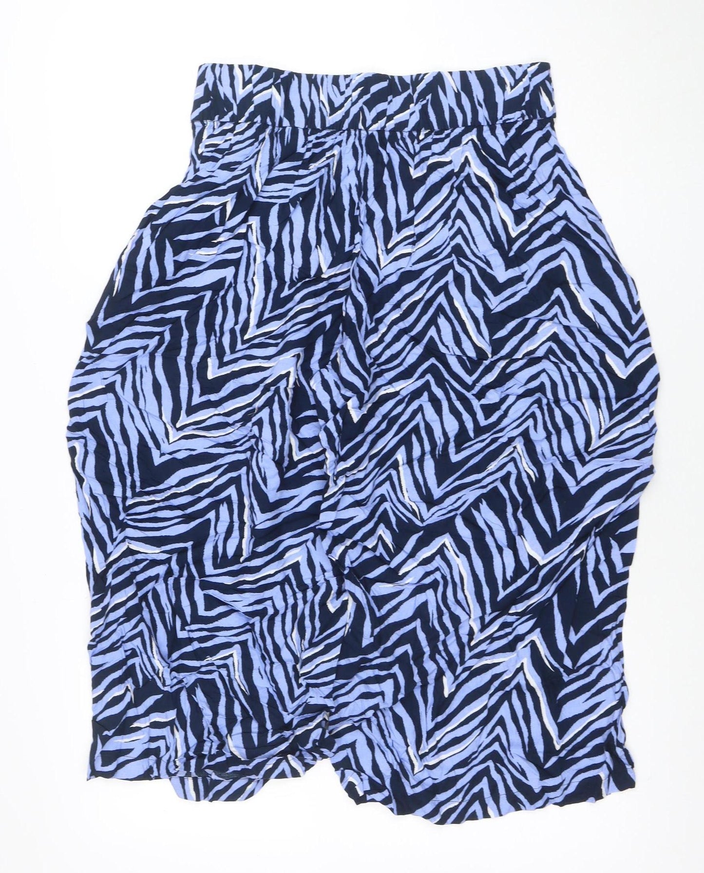 Womens UK Size 10 Marks and Spencer Relaxed Fit Wide-Leg Blue Trousers