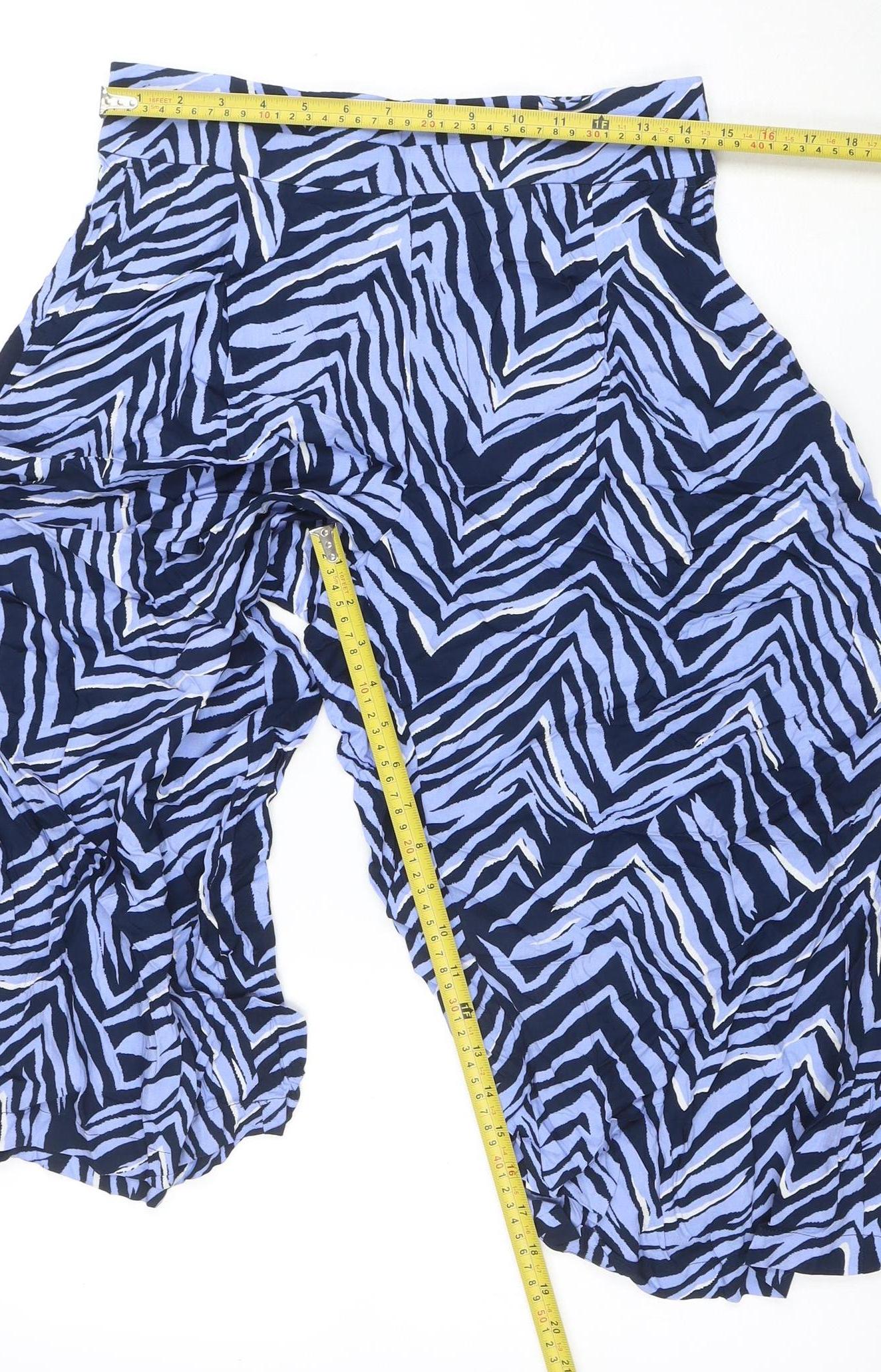Womens UK Size 10 Marks and Spencer Relaxed Fit Wide-Leg Blue Trousers