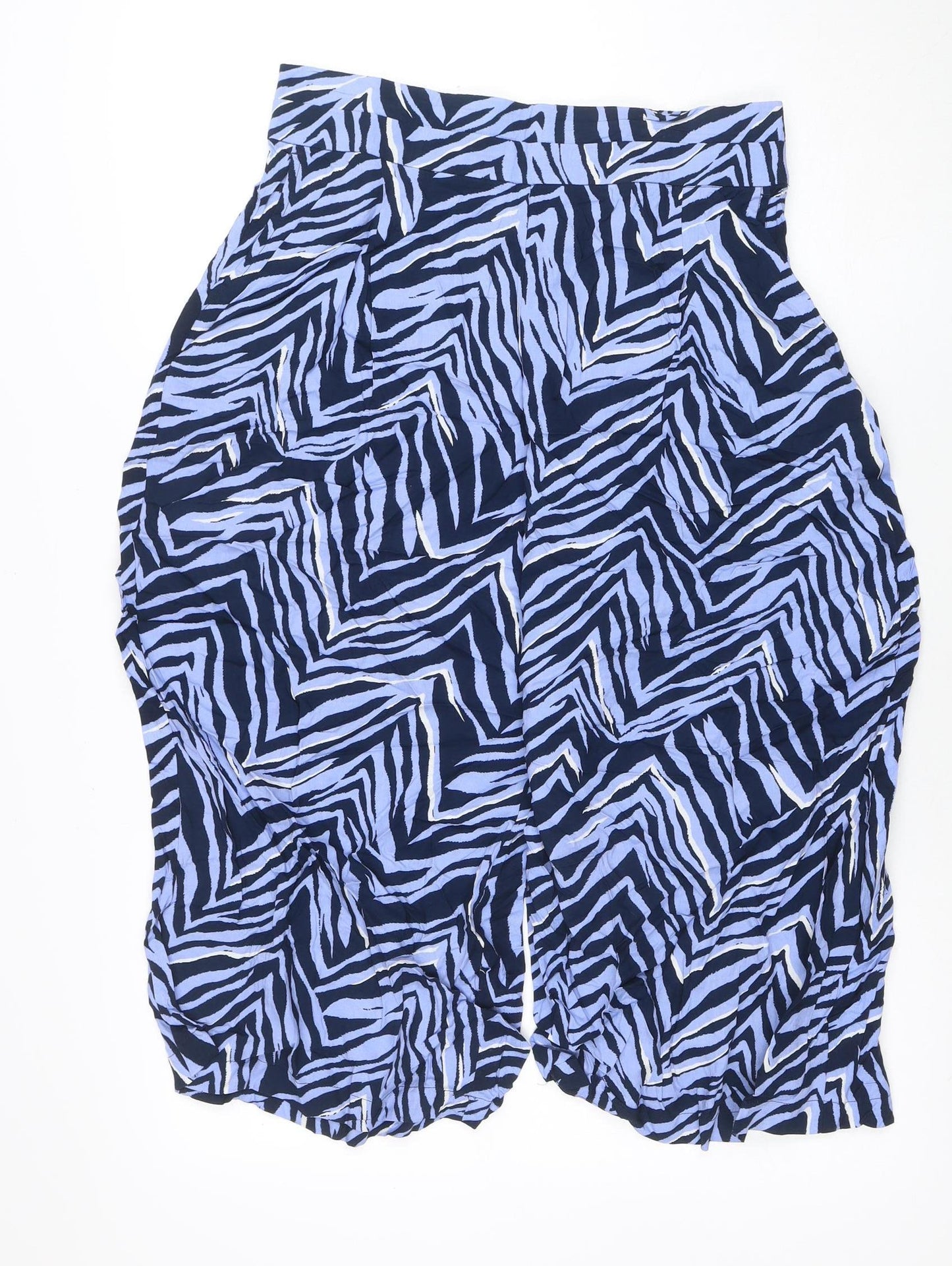 Womens UK Size 10 Marks and Spencer Relaxed Fit Wide-Leg Blue Trousers