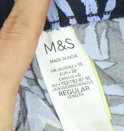 Womens UK Size 10 Marks and Spencer Relaxed Fit Wide-Leg Blue Trousers