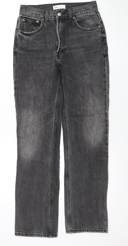 Womens UK Size 8 Zara Regular Fit Straight Grey Jeans