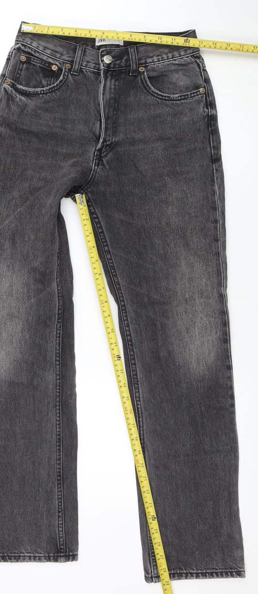 Womens UK Size 8 Zara Regular Fit Straight Grey Jeans