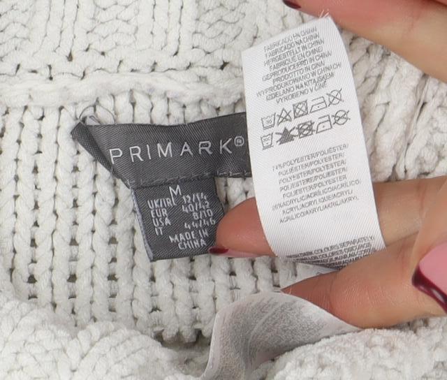 Womens UK Size M Primark White Pullover Jumper