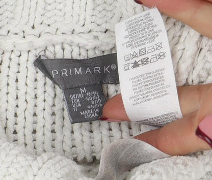 Womens UK Size M Primark White Pullover Jumper