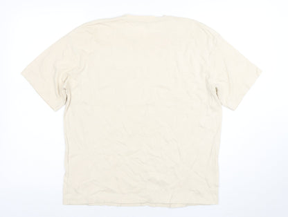 ZARA Men’s Beige Graphic Art Cotton T-Shirt Size L Regular Fit