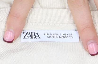 ZARA Men’s Beige Graphic Art Cotton T-Shirt Size L Regular Fit