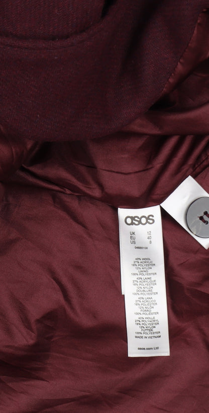 Womens UK Size 12 ASOS Red Overcoat