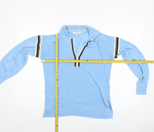 Next Women's Blue Collared Pullover Jumper Size S Lightweight Knit