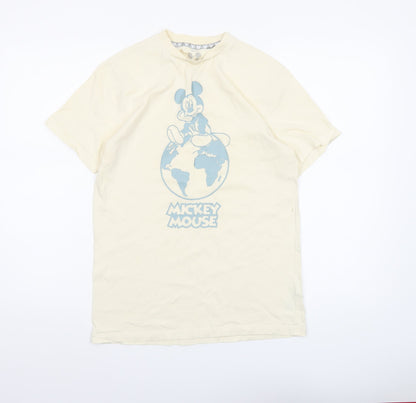 Womens UK Size S Disney Beige Basic T-Shirt