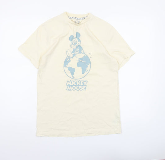 Womens UK Size S Disney Beige Basic T-Shirt
