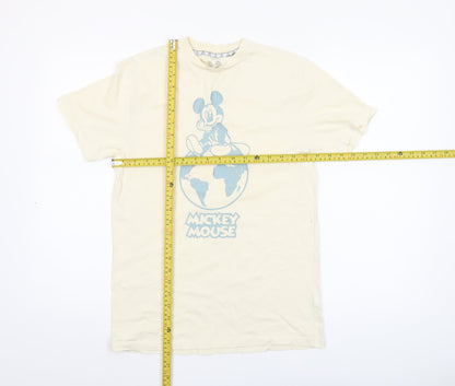 Womens UK Size S Disney Beige Basic T-Shirt