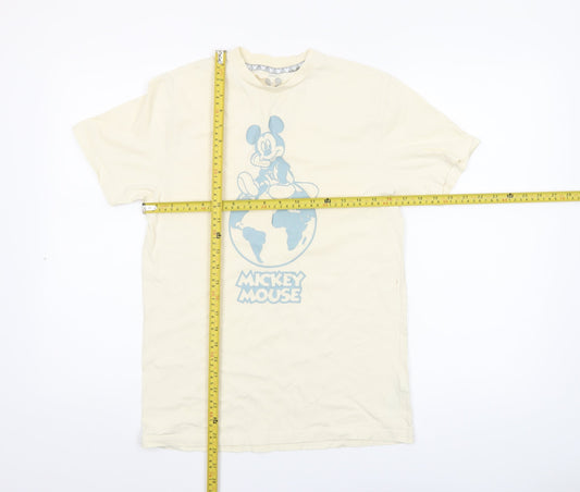 Womens UK Size S Disney Beige Basic T-Shirt