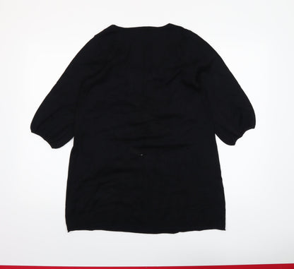 River Island Women’s Black Tunic Jumper Size 12 3/4 Sleeve Scoop Neck