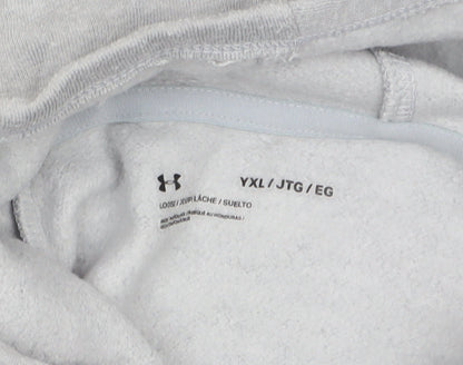 Under Armour Boys Grey Hoodie YXL Loose Fit Cotton Blend Pullover